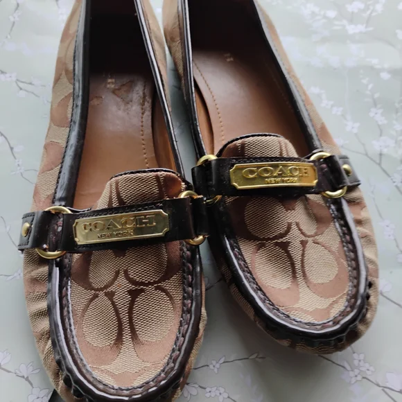 Coach Brown Signature Loafers with Gold Accents - Picture 3 of 4